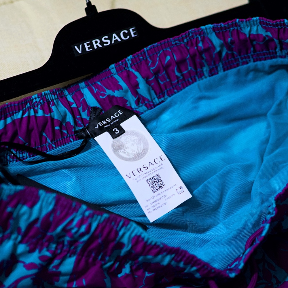 Versace Baroque Pattern Drawstring Swim Shorts - image 6